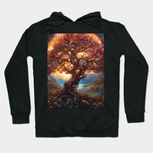 Stained Glass Glowing Gnarled Apple Tree Hoodie